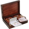 thumbnail image 5 of Ajuny Wood Handmade Double Deck Playing Cards Holder Storage Box with Brass Inlay Design, 5 of 6