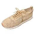 thumbnail image 6 of Woven Walking Shoes for Women 2025 Breathable Vintage Lace up Fashion Sneakers Casual Mesh Golf Flats, 6 of 7