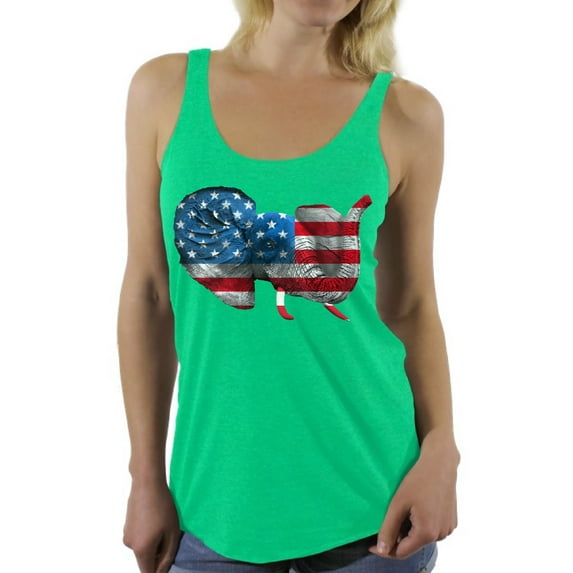 Awkward Styles Women's American Flag Cute Elephant Graphic Racerback Tank Tops 4th Of July Party USA Flag