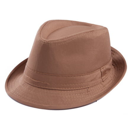 HDE Kid's Short Brim Trilby Fedora Hat (Khaki)