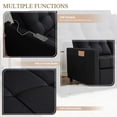 thumbnail image 3 of LAKPS 52" Linen 3-in-1 Convertible Sleeper Sofa with Pull-Out Bed, Stepless Adjustable Backrest & Side Pocket - for Family, Living Room, Dorm, Apartment, Linen, Black, 3 of 8