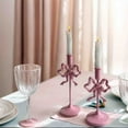 thumbnail image 4 of Metal Taper Candle Holder, Vintage Gold Candlestick Holder with Bow knot, Indoor Candle Holder Set for Home Table Christmas Decor 7.68", 4 of 8