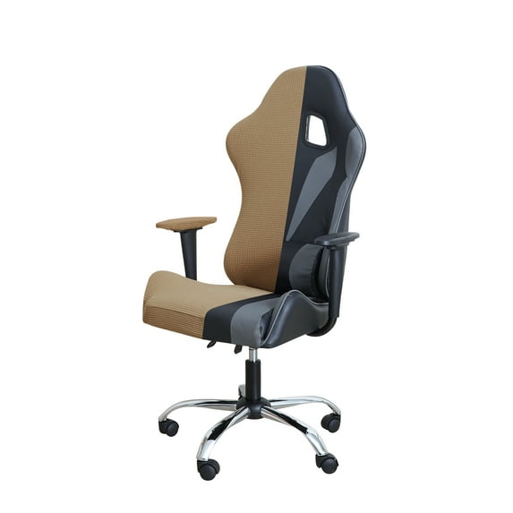 IROOM Gaming Chair Cover Set Light Brown for Adults Video Game Chair Water Repellent Jacquard Racing Computer Chair Slipcover With 2 Pieces Armrest Covers