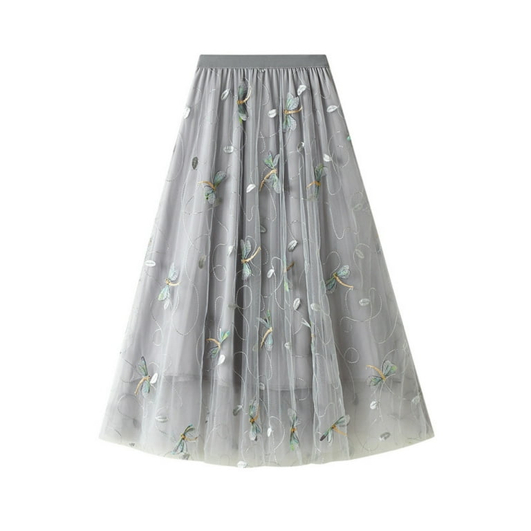 Skirts for Women Printing Polka Dot Mesh Summer 3D Embroidery With
