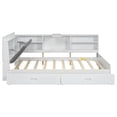 thumbnail image 6 of Wood Full Size platform bed with Storage Headboard, Shelves and 2 Drawers(White), 6 of 8