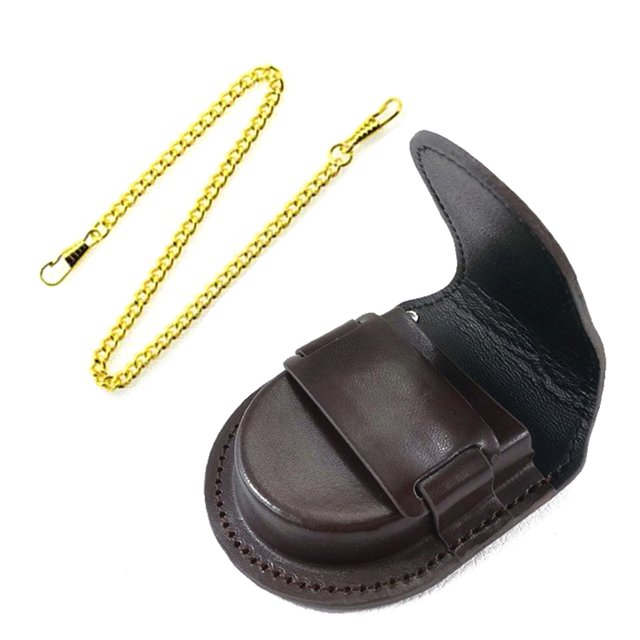 Guardurnaity Bolso de cuero Bolso clásico de bolsillo Caja de reloj Cadena Reloj de bolsillo Soporte de almacenamiento Monedero Relojes marrón+oro Guardurnaity BB5047-08
