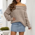 thumbnail image 2 of DHFJKG Batwing Long Sleeve Sweaters Women Off Shoulder Knitted Pullover Soft Casual Loose Fit Fashion Spring Fall Outfits Trendy Tops, 2 of 6