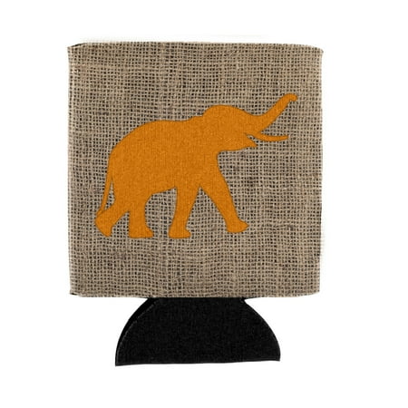 

Carolines Treasures BB1011-BL-OR-CC Elephant Burlap and Orange Can or Bottle Hugger Can Hugger multicolor