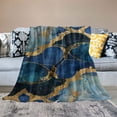 thumbnail image 2 of PRATYUS Marble Flannel Blanket, Abstract Blue Marble Fake Stone Liquid Gold Foil Bedroom Ultra-Soft Throw Blanket for Bed Couch Sofa Office Bedroom Decor 50x60in, 2 of 6