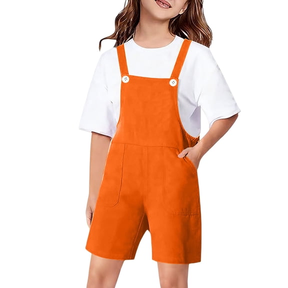 EnJoCho Girls Short Overalls Summer Wide Leg Adjustable Straps Jumpsuit Teen Cute Casual Beach School Trendy Bib Rompe𝗋 2-15 Years