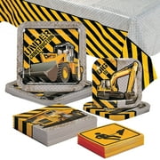 115 Pieces Construction Party Disposable Tableware Kit For 24 Guests