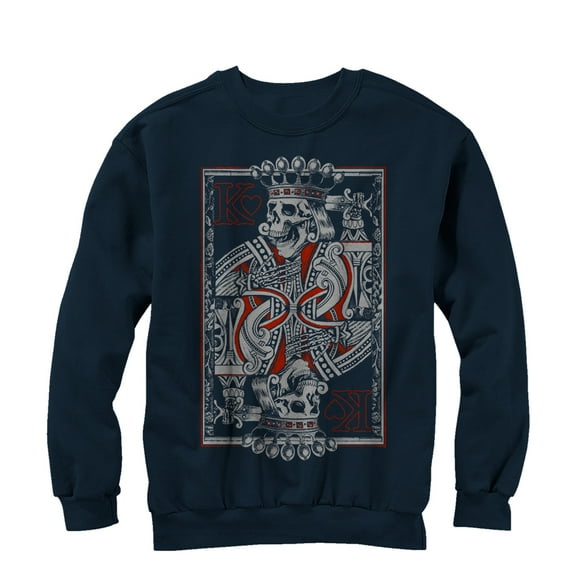 Men's Lost Gods Skeleton King of Hearts Sweatshirt Navy Blue Large