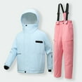 thumbnail image 2 of Generic Boys and Girls Children's Ski Suits Girls Outdoor Thick Windproof Boys Baby Big Children Ski Clothes Equipment Suit Colorblock Snow Pants and Jacket Snowsuit Ski Suit(130,Light Blue), 2 of 5