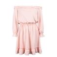 thumbnail image 2 of DYMADE Women Off Shoulder Ruffles Solid Tunic Casual Party Shift Swing Dress, 2 of 5