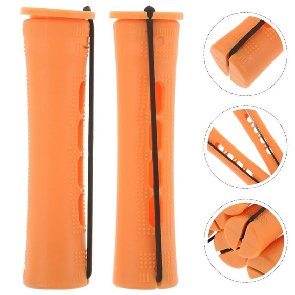 QIFULL 30Pcs Plastic Perm Rods Medium Orange Hair Curlers for Stylish Wavy Hair