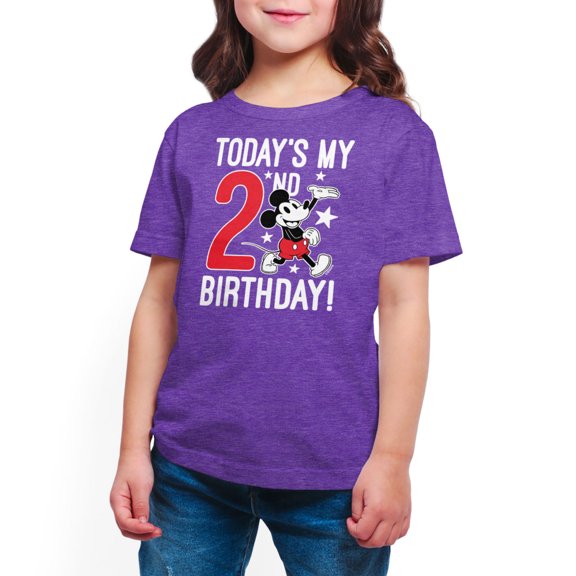 Mickey & Friends - Today's My 2nd Birthday - Toddler And Youth Short Sleeve Graphic T-Shirt