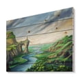 thumbnail image 2 of Designart 'Meandering River With Blue Fantasy Landscape' Lake House Print on Natural Pine Wood, 2 of 5