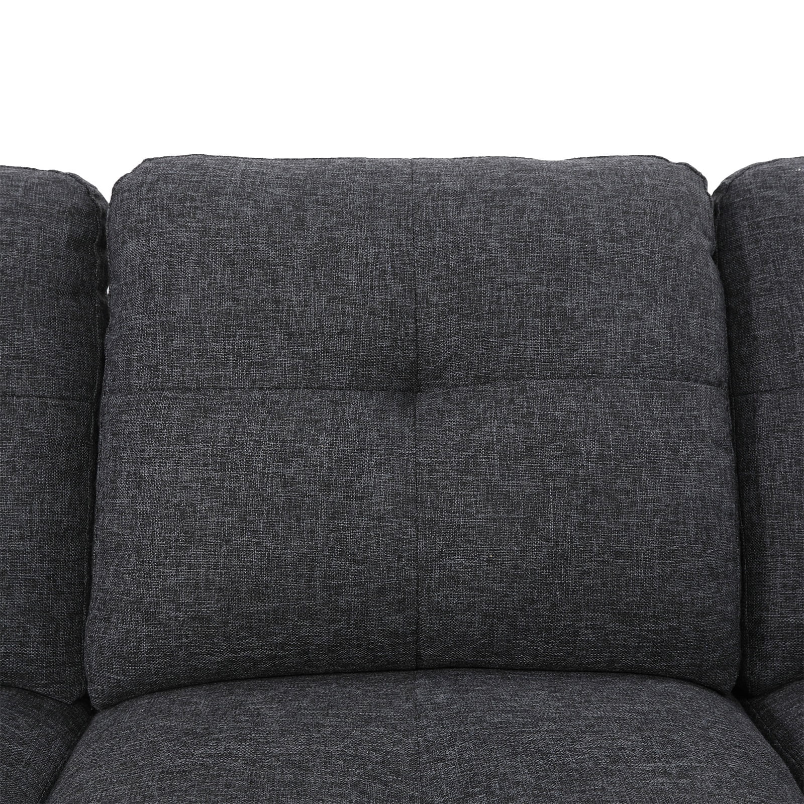 Hommoo Linen Living Room Furniture Set, Modern Nailhead Trim L-Shaped Sectional Couch and Sofa Set with Cup Holder, Left Side, Black Grey