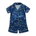 thumbnail image 1 of Trolimons Girl's Spring Breathable Short Sleeve Pajamas, Dark Blue, 1 of 4