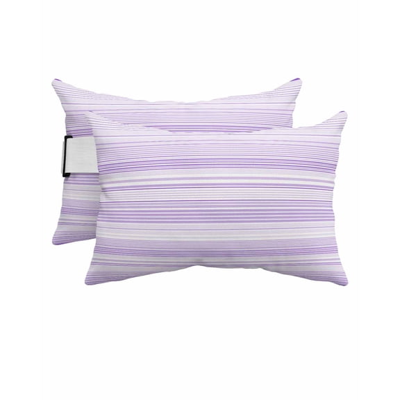 Purple Striped Outdoor Head Resting Pillows with Insert Nature Abstract Art 2 Pack Waterproof Lumbar Pillows with Adjustable Elastic Strap for Patio Recliner Chaise Beach Chair, 12"x20"