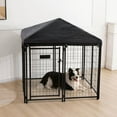 thumbnail image 5 of Abba Patio Outdoor Dog Kennel 4ft x 4ft x 4.8ft w/ Waterproof Cover and Lockable Gate, Black, 5 of 6