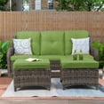 thumbnail image 6 of Meetleisure 3-Piece Wicker Outdoor Patio Sofa And Ottoman, Green, 6 of 6