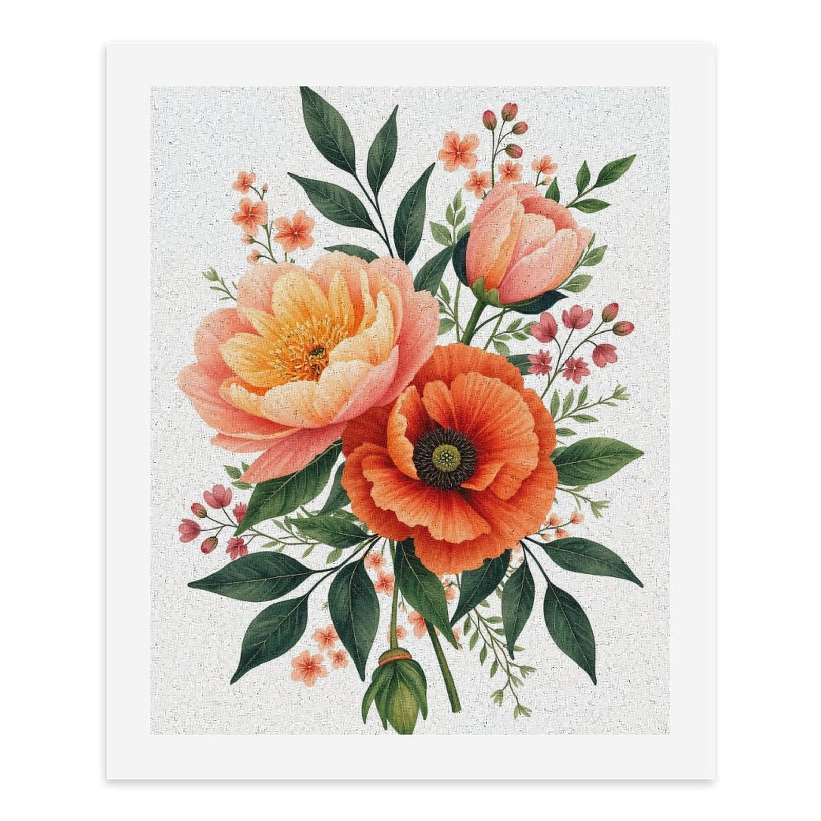 Paint By Numbers Kit for Adults Beginner - Orange Pink Floral Bouquet Art DIY Canvas Painting Kits for Adults, Frameless Paint By Number for Adults for Home Wall Decor 16x20 Inch