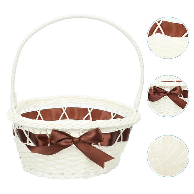 HEALEEP Cesta Beige Para Flores Con Compacto Para Fiestas Y Almacenamiento