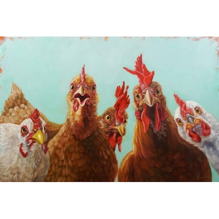 Art Dinner - Chicken for Dinner Kitchen Farmhouse Art Print Wall Art By Lucia Heffernan