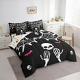thumbnail image 4 of Manfei Cartoon Skeleton Child Bedding Comforter Set 7pcs, Black White Halloween King Bedding Sets, Spider Web Bat Reversible Bed Sheets, Ultra Soft Home Decor, 4 of 8