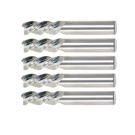 

ALL-CARB 5Pcs 3/8 Inch 3 Flute 45 Degree Helix Alu-Power Carbide Square High Speed End Mill Set