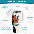 thumbnail image 2 of Yayeee 40oz Stainless Steel Tumbler with Straw and Handle Double-Wall Insulated Travel Water Bottle, Black Flowers, 2 of 8