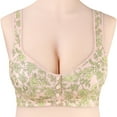 thumbnail image 1 of Dorinao Women's Flower Print Plus Size Without Ring Vest Style Front Button Underwear Bra, Beige, 36AB, 1 of 4