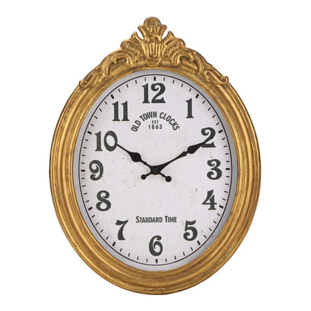 Vintage Wall Clock European Style Decorative Retro Oval Large Silent Non-ticking Elegant Decor Gold Clocks Battery Operated For Living Room Bedroom