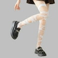 thumbnail image 5 of Huhudde Women Fishnet Stockings Tattered Thigh High Socks Mesh Net Over the Knee Socks, 5 of 12