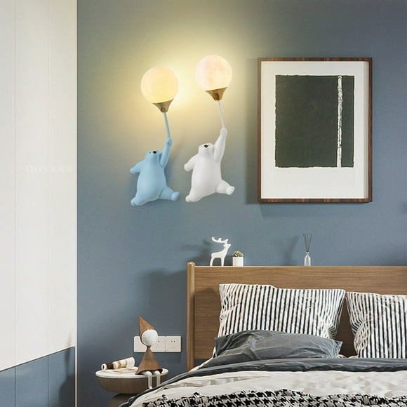 Baohd Eye Protection Bear Wall Lamp For Girl Bedroom No Blue Light Hazard Super Cute Background Wall Light
