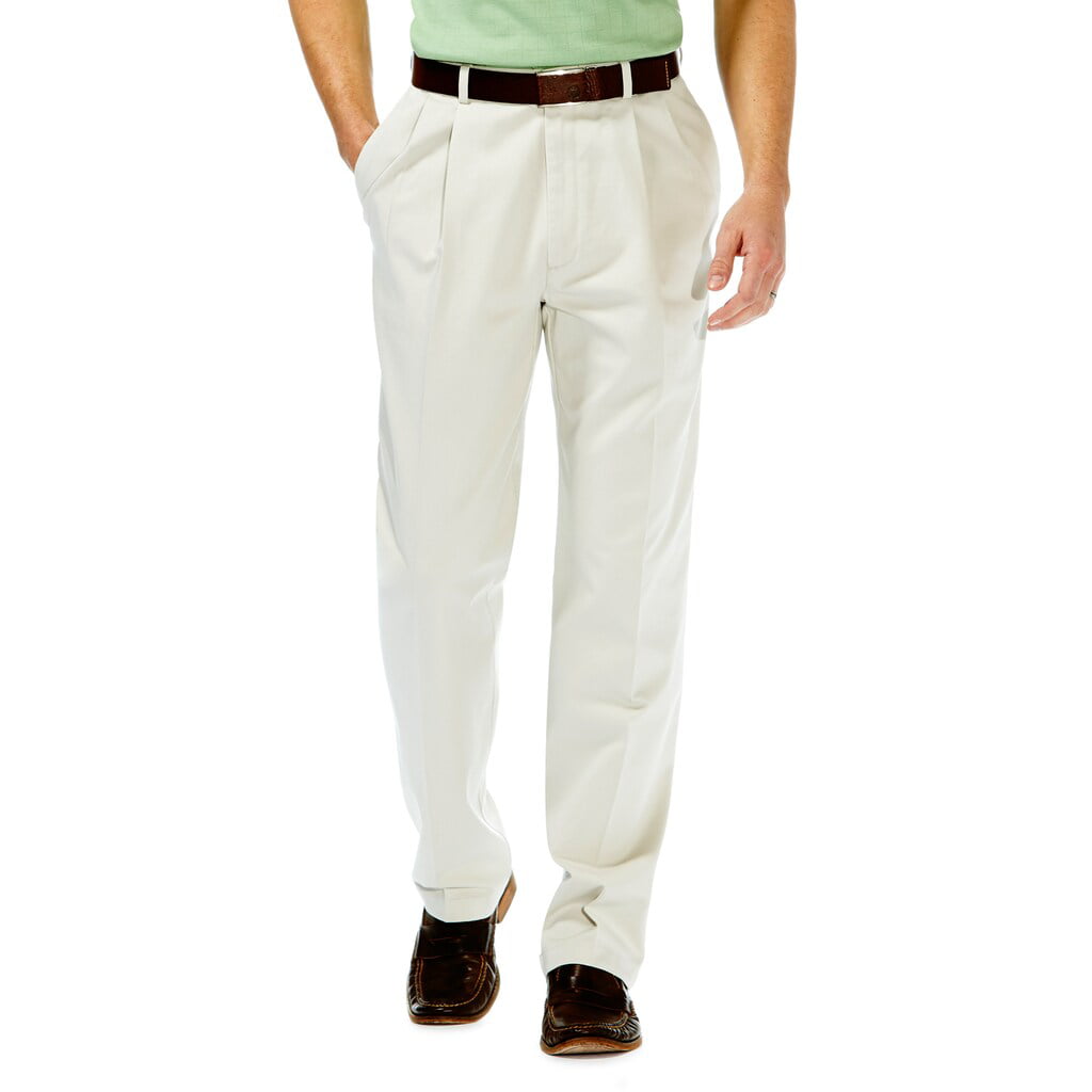 Haggar - Men's Haggar Work to Weekend Classic-Fit Pleated Expandable ...