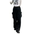 thumbnail image 2 of Seyurigaoka Women Juniors Baggy Cargo Pants Multi-pockets Drawstring Wide Leg Pants Loose Trousers Hip Hop Joggers Trendy Streetwear for Teen Girls, 2 of 5