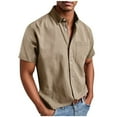 thumbnail image 2 of pstuiky camisetas de manga corta para hombre, Camisas de manga corta con cuello vuelto y botones sueltos informales de color sólido para hombre camisetas de hombre xxxl, 2 of 5