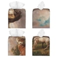 thumbnail image 2 of Tissue Three Horses Oil Painting Box Cover Holder, Square by Xecao - Leather Decorative Organizer for Tabletop, Bathroom, Car, Office, 2 of 8