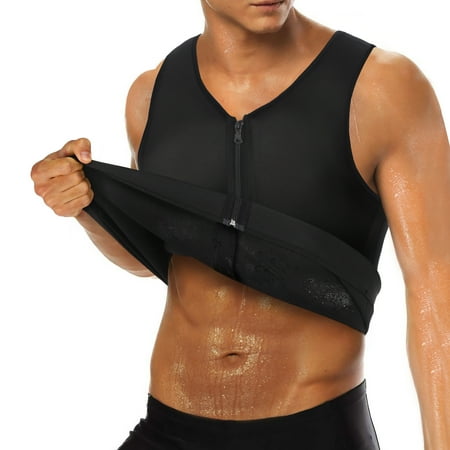 

Nebility Sauna Suit for Men Waist Trainer Neoprene Sweat Vest with Adjustable Waist Trimmer Belt(Black 4X-Large)
