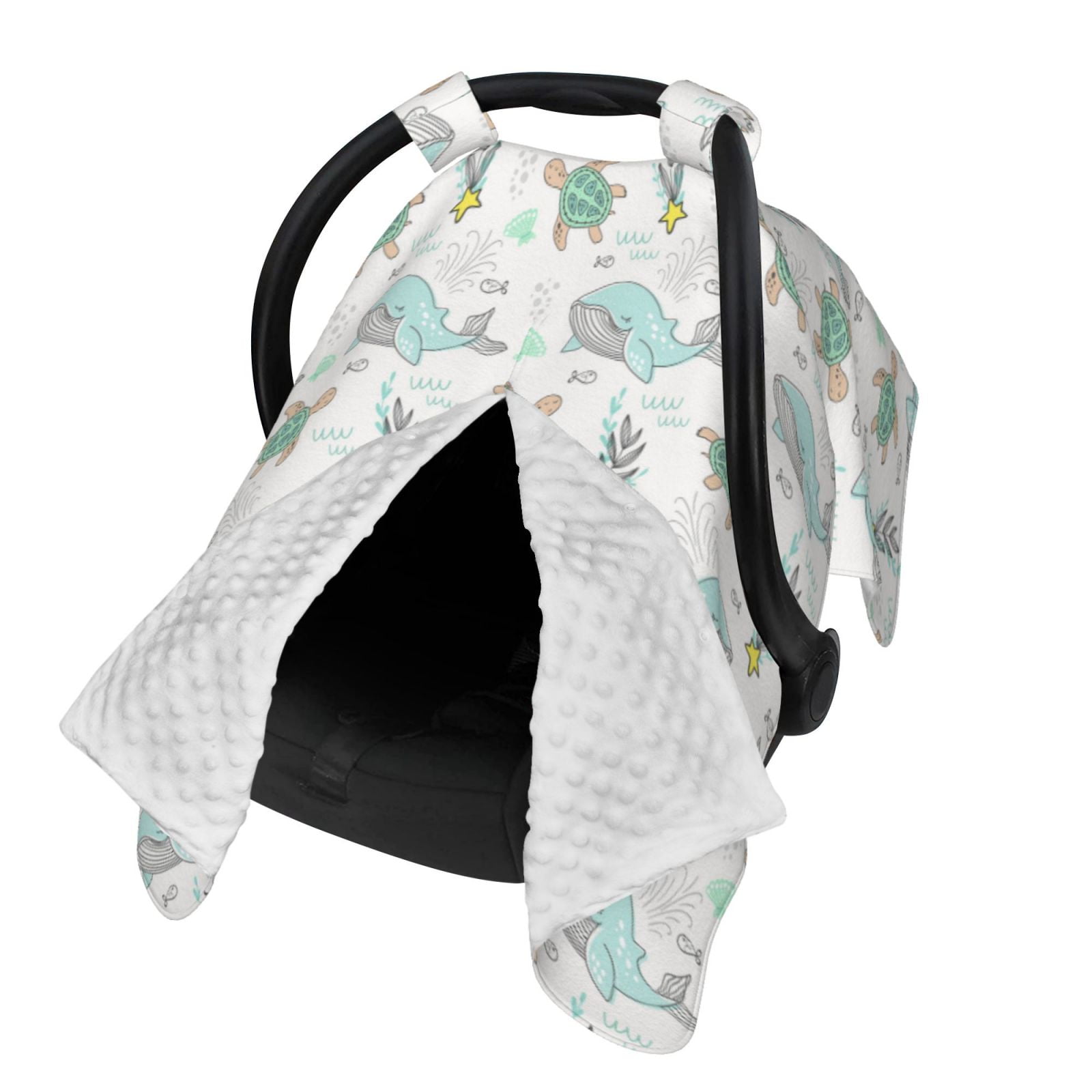 Naloa Whale And Turtle Baby Car Seat Cover, Breathable Baby Carrier Cover, Multiuse Baby Carrier Cover & Nursing Breastfeeding Cover