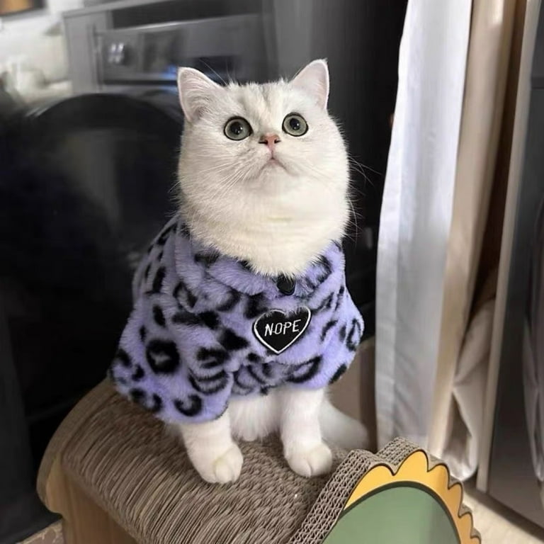Yirtree Leopard Print Winter Cat Clothes 2 legged Thickened Warm Soft Lining Easy to Wear Pet Boys Girls Tiny Cat Outfits Walmart