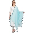 thumbnail image 2 of Phagun Women's Designer Chiffon Dupatta Indian Long Stole Tassel Scarfs-Light Blue, 2 of 5