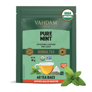 VAHDAM Pure Mint Tea Bags, 40 Count, Herbal Tea Bags