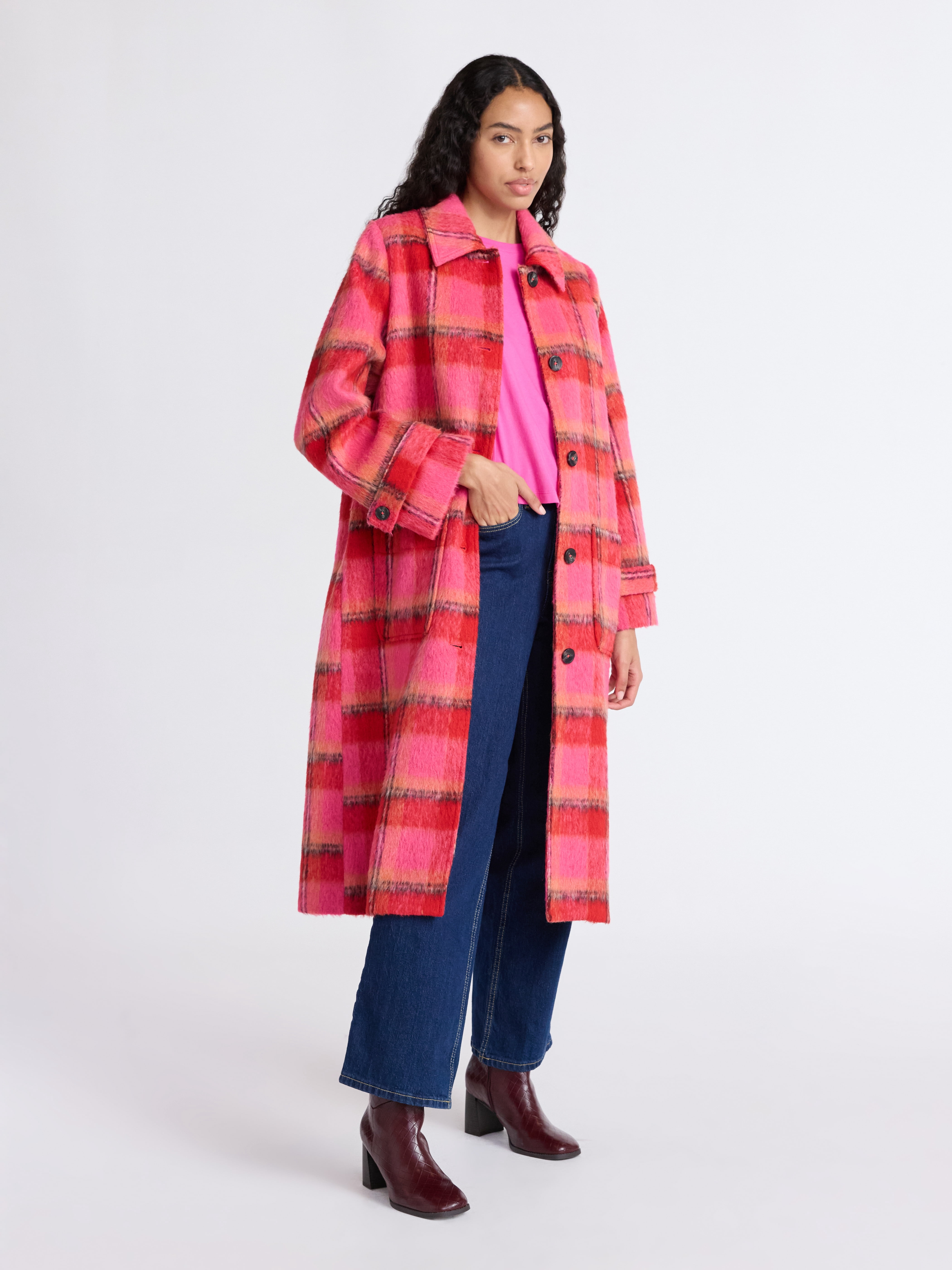 Free Assembly Women's and Women's Plus Long Wool Blend Coat, Sizes XS-4X