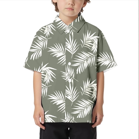 FhsagQ The 7th Of July Children Beach Leisure Loose Comfortable Boys Collar Button Open Shirt Short Sleeve Shirt Little Boy The 7th Of July T shirts Size 6-7 Easter Light Green 8-9 Years