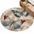 thumbnail image 2 of Small Round Rug 3Ft, Vintage Teal Butterfly Non-Slip Washable Circle Rugs Carpet, Vintage Brown Tree Branch Indoor Outdoor Rug Floor Mats Throw Runner for Bedroom Living Room Bathroom, 2 of 8
