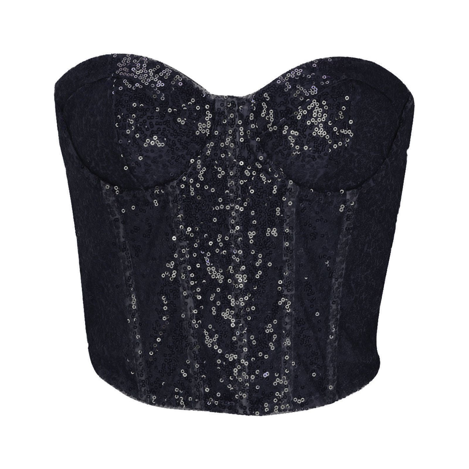 white sequin bustier top