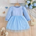 thumbnail image 2 of Staki Toddler Fancy Dress Toddler Dress Baby Girls Tiered Party Sequin Tulle Dresses Fall Winter Clothes for Girls(Blue,9-10 Years), 2 of 5